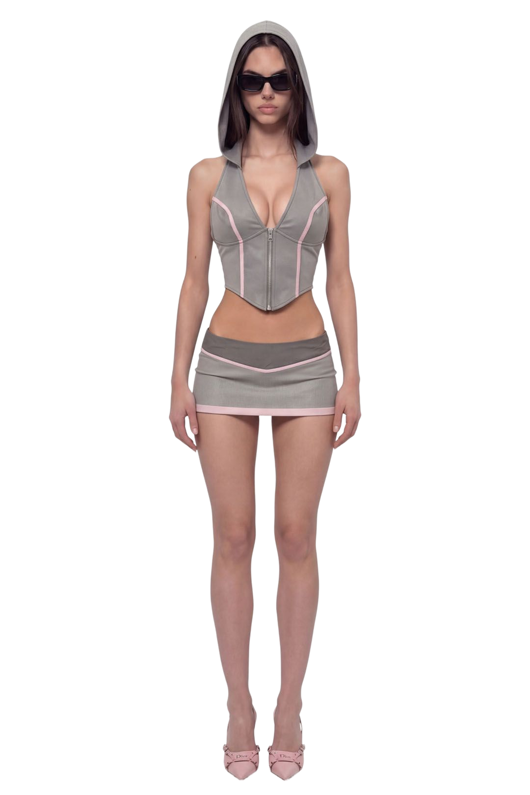 Aelora Top Grey Pink