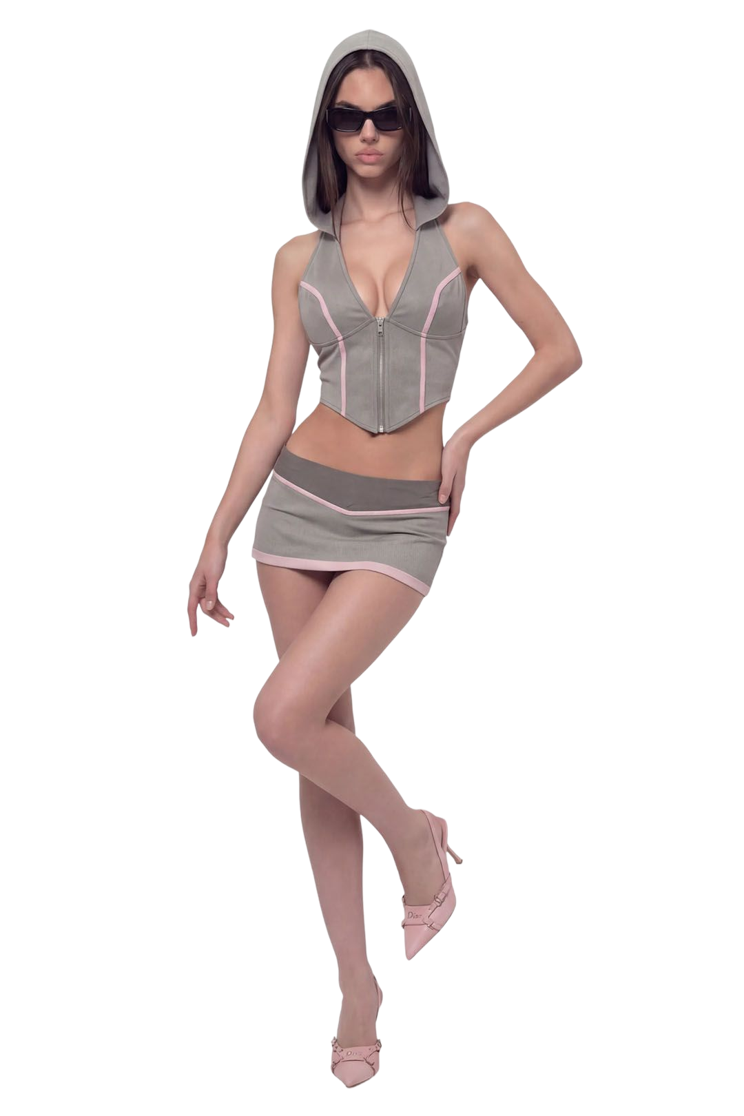 Aelora Top Grey Pink