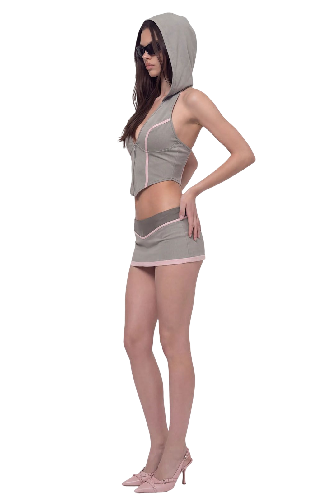 Aelora Top Grey Pink