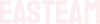 EASTEAM wordmark, soft pink-white, for the black navbar